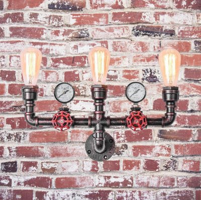 Industrial Retro Creative Metal Pipe 2/3 Light Wall Sconce Lamps