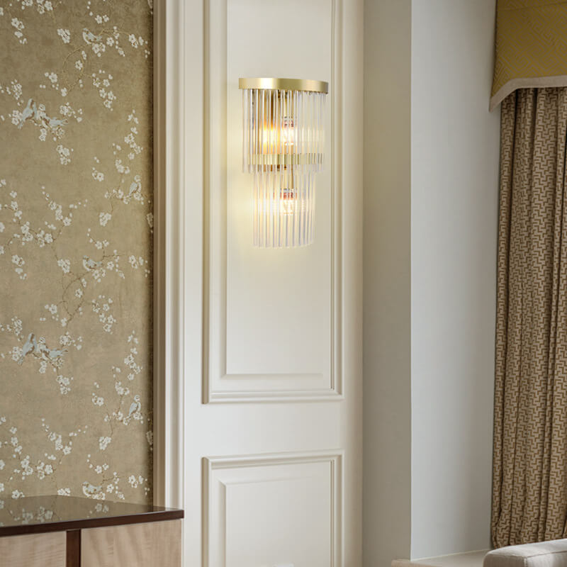 Moderne 2-Licht Fransen Glas Wandleuchte Lampe 