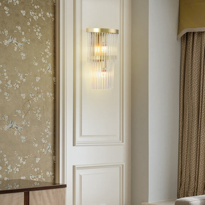 Moderne 2-Licht Fransen Glas Wandleuchte Lampe 