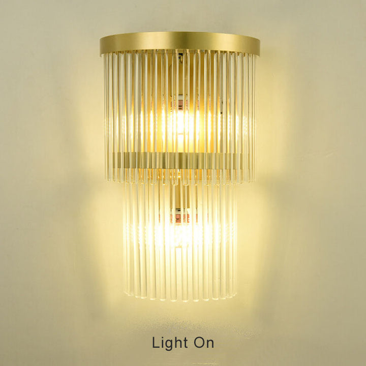 Moderne 2-Licht Fransen Glas Wandleuchte Lampe 