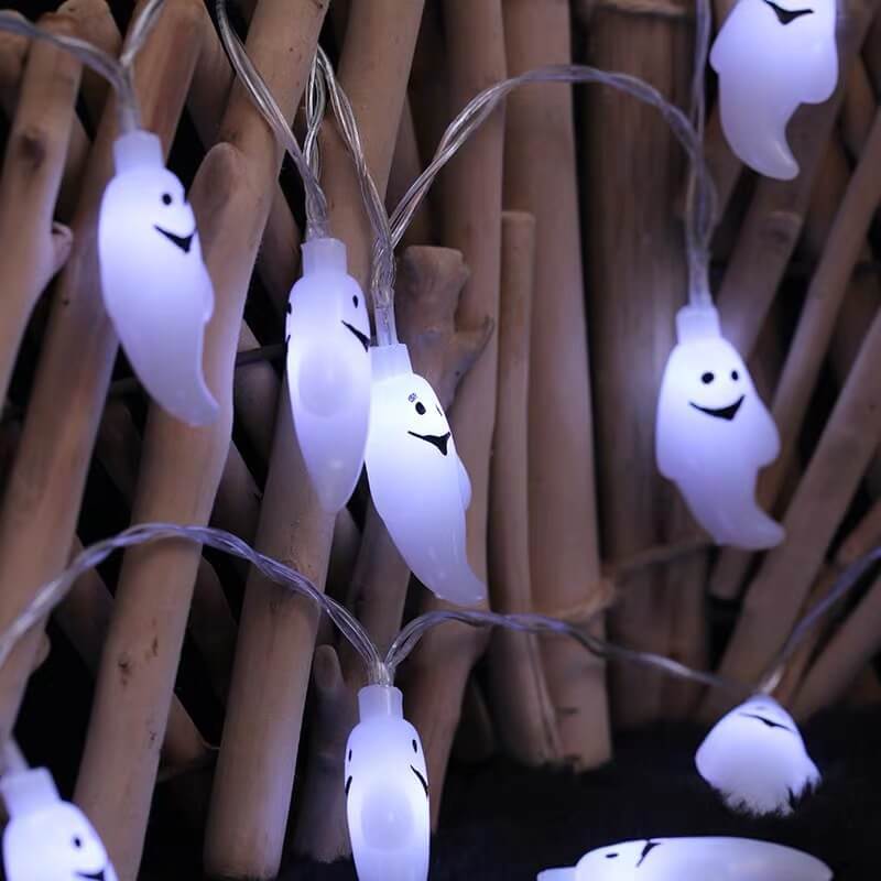 Halloween-Geist-LED-feenhafte Beleuchtung, weiße, batteriebetriebene, solarbetriebene Lichterkette 