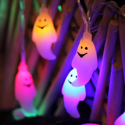 Halloween Ghost LED Fairy Lighting White Battery Solar Powered String Light