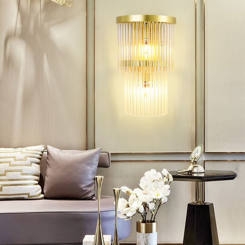 Modern 2-Light Fringe Glass Wall Sconce Lamp