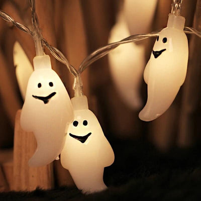 Halloween Ghost LED Fairy Lighting White Battery Solar Powered String Light