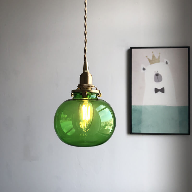 Retro Glass 1-Light Single Pumpkin Pendant Light