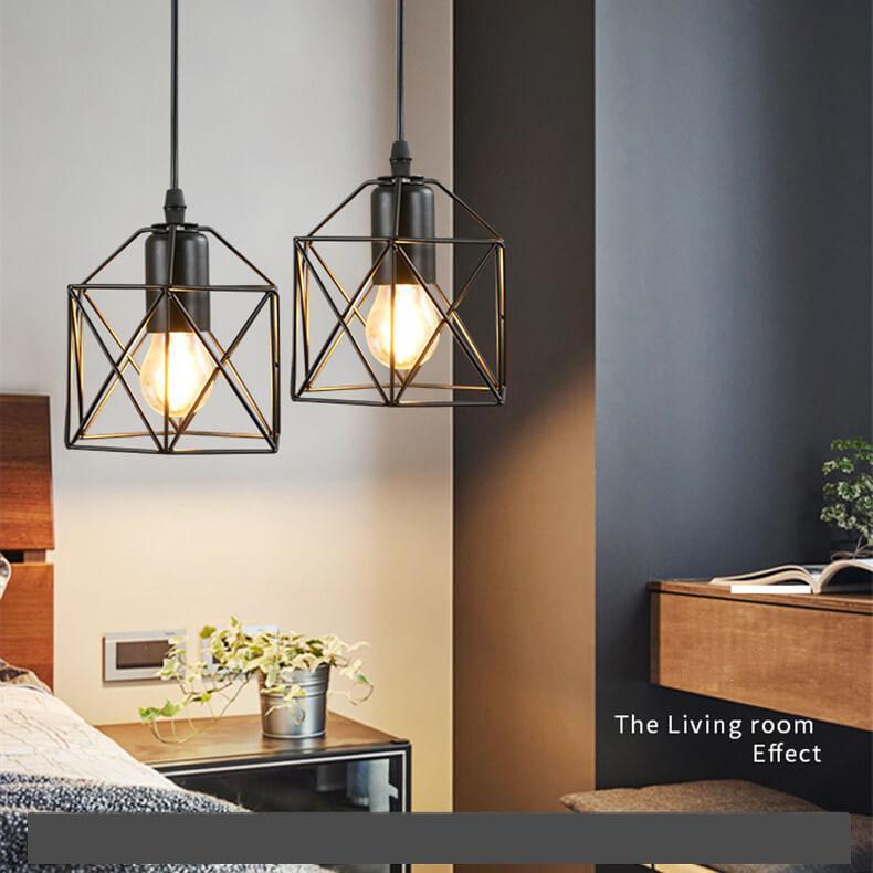 Wrought Iron Openwork 1-Light Small Hexagon Pendant Light