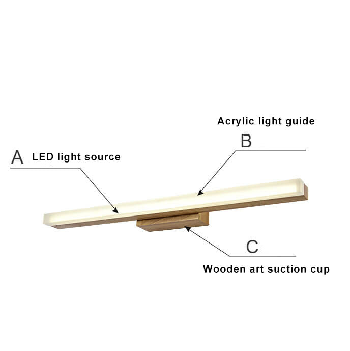 Modern Wood Linear LED Mirror Front Light Wall Sconce Lamps