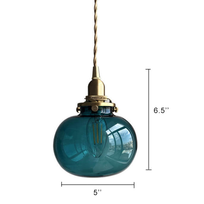 Retro Glass 1-Light Single Pumpkin Pendant Light