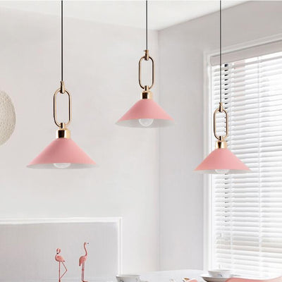 Modern Macarons Umbrella Shade 1-Light Metal Ring Pendant Light