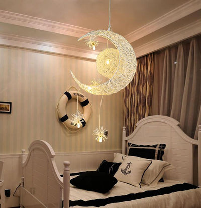 الثريات الحديثة من المعدن على شكل نجمة القمر بـ 5 أضواء LED 