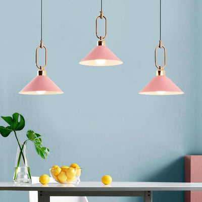 Modern Macarons Umbrella Shade 1-Light Metal Ring Pendant Light