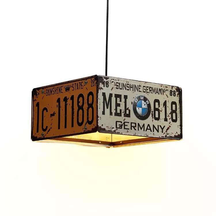 Zeitgenössischer industrieller kreativer quadratisch-rechteckiger Kennzeichen-Metall-3/5-Licht-Kronleuchter für das Wohnzimmer 