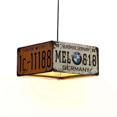 Retro Creative Nummernschild Metall Kronleuchter mit 3 Lichtern 
