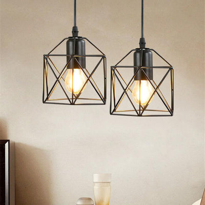 Wrought Iron Openwork 1-Light Small Hexagon Pendant Light