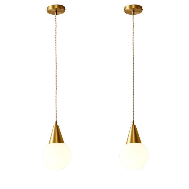 Nordic Creative Cone Messing Glas Orb 1-Licht Pendelleuchte 