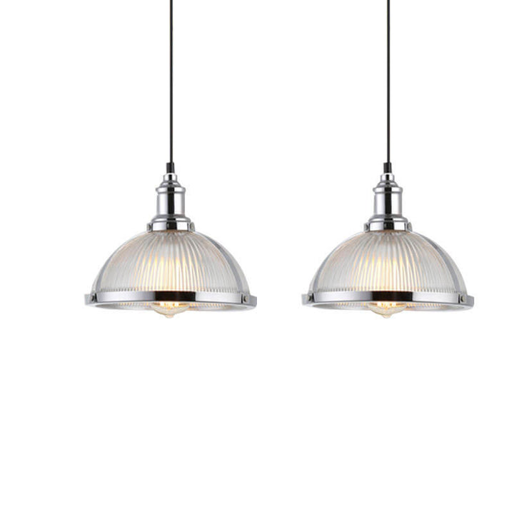 Nordic Ribbed Frosted Glass 1-Light Dome Shade Pendant Light