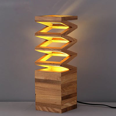 Nordic Creative Solid Wood Spring LED Table Lamp