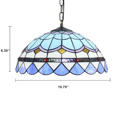 Tiffany Blue Glass 1-Light Dome Pendelleuchte 