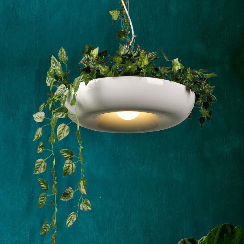 Moderne Créatif Rafraîchissant Cercle Plante Suspension Luminaire à 1 Lumière 