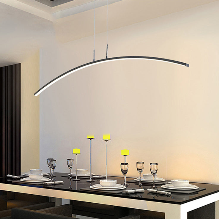 Nordischer minimalistischer Bogen Linear LED Kronleuchter 