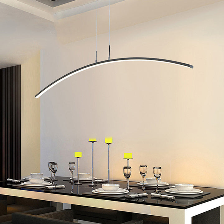 Nordischer minimalistischer Bogen Linear LED Kronleuchter 