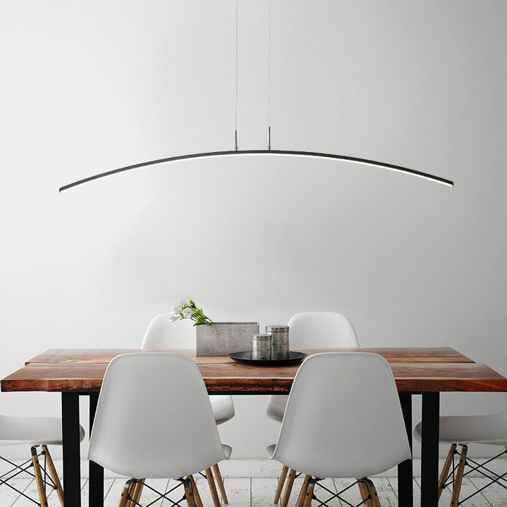 Nordischer minimalistischer Bogen Linear LED Kronleuchter 