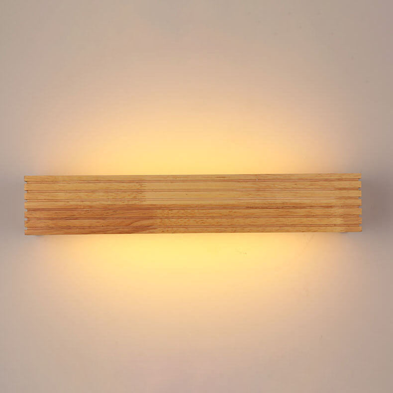 Modern Solid Wood Rectangular Linear LED Mirror Front Light Wall Sconce Lamps