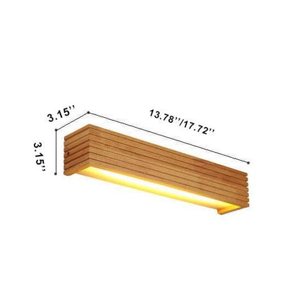 Modern Solid Wood Rectangular Linear LED Mirror Front Light Wall Sconce Lamps
