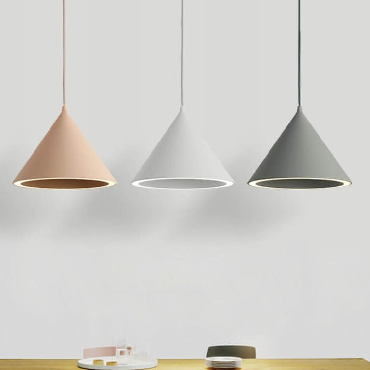 Modern Macaron Aluminum Cone Shape 1-Light LED Pendant Light