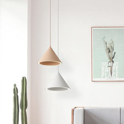 Modern Macaron Aluminum Cone Shape 1-Light LED Pendant Light