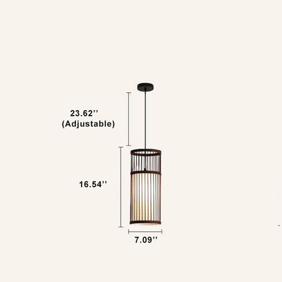 Bamboo Weaving 1-Light Cylinder LED Pendant Light