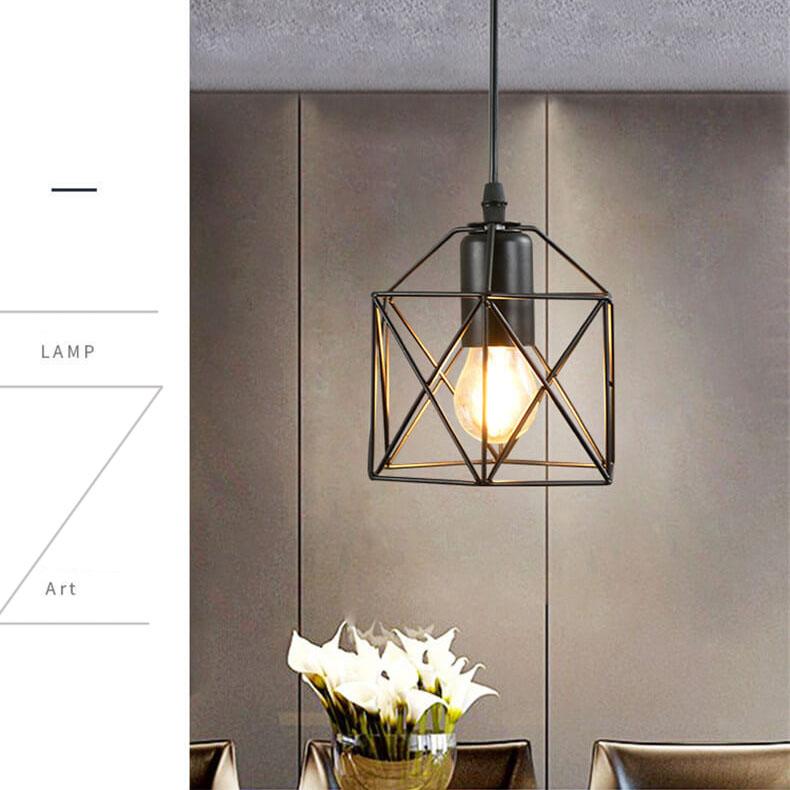 Wrought Iron Openwork 1-Light Small Hexagon Pendant Light