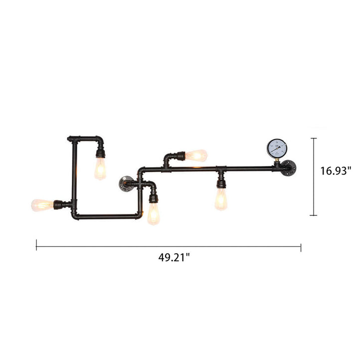 Industrial Maze Pipe 5-Light Wall Sconce Lamp
