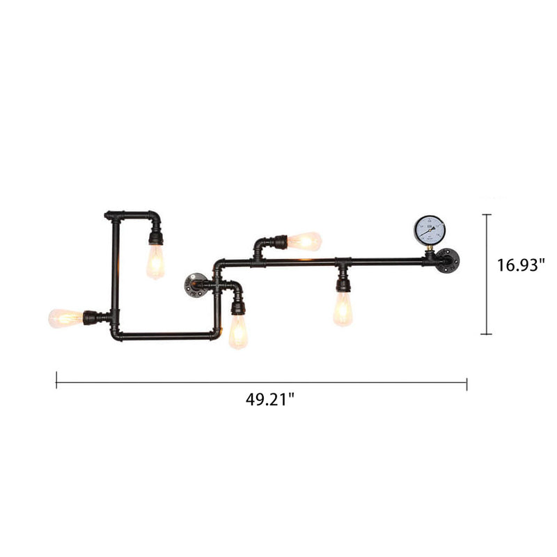 Lampe murale à 5 lumières avec tuyau en labyrinthe industriel 