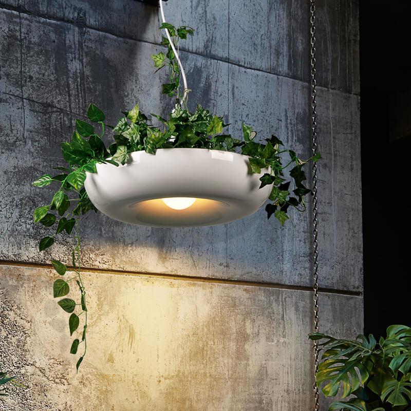Moderne Créatif Rafraîchissant Cercle Plante Suspension Luminaire à 1 Lumière 