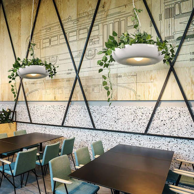 Moderne Créatif Rafraîchissant Cercle Plante Suspension Luminaire à 1 Lumière 