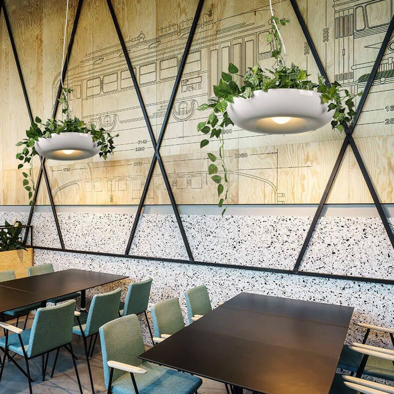 Moderne Créatif Rafraîchissant Cercle Plante Suspension Luminaire à 1 Lumière 