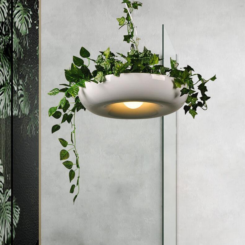 Moderne Créatif Rafraîchissant Cercle Plante Suspension Luminaire à 1 Lumière 