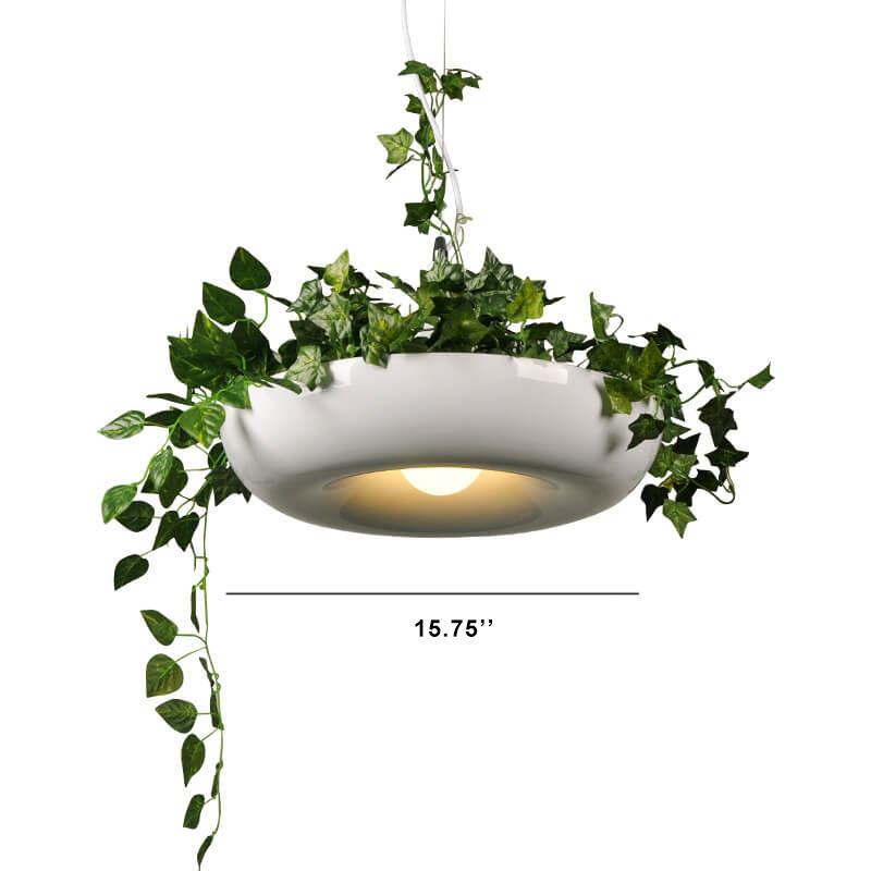 Moderne Créatif Rafraîchissant Cercle Plante Suspension Luminaire à 1 Lumière 
