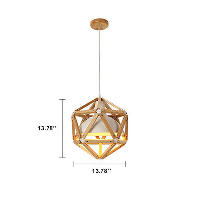 Industrielle einfache hölzerne 1-Licht Rhombus Pendelleuchte 