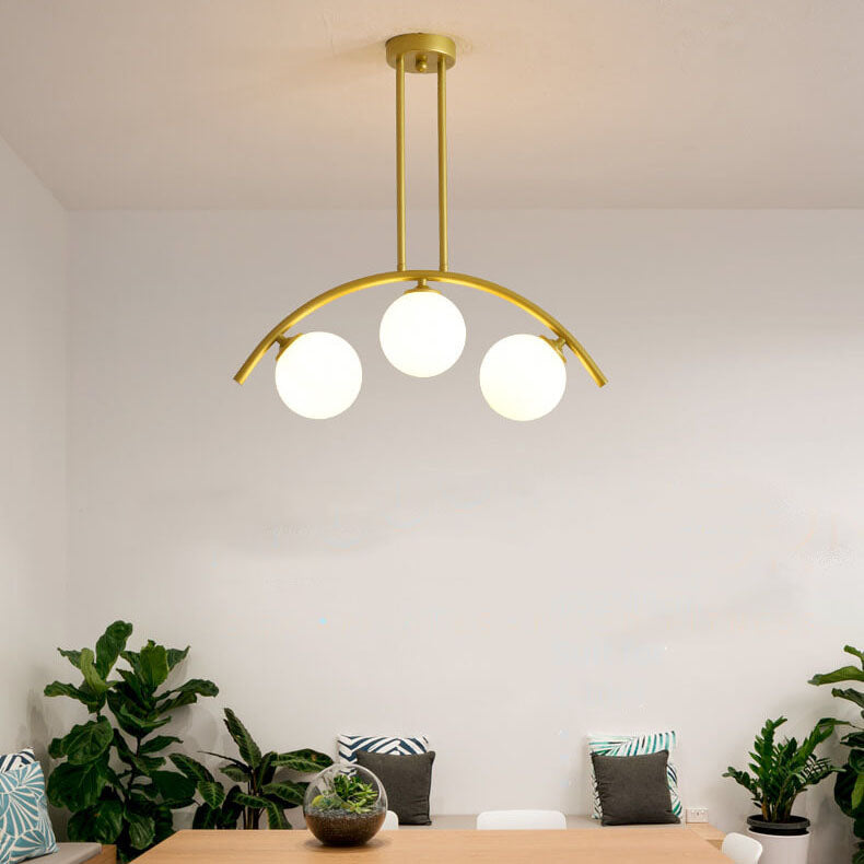 Moderne Globe-Glas 3-Licht Semi-Flush-Mount-Beleuchtung 