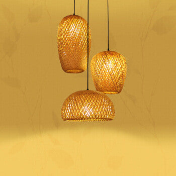 Rustikale Bambus-Webart 1-Licht-Pendelleuchte 