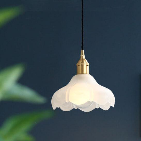 Suspension Luminaire en Verre avec Dentelle Vintage Nordique à 1 Lumière 