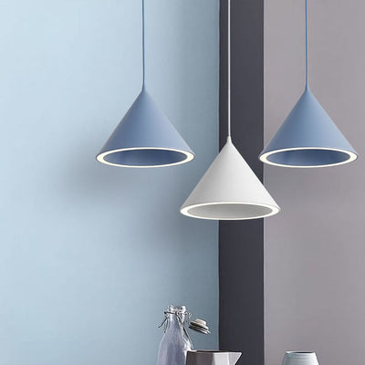Modern Macaron Aluminum Cone Shape 1-Light LED Pendant Light