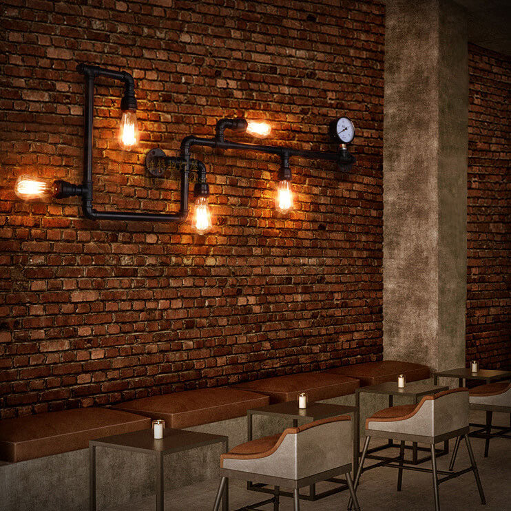 Lampe murale à 5 lumières avec tuyau en labyrinthe industriel 