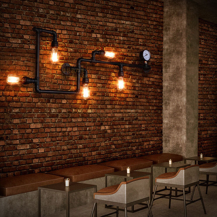 Industrial Maze Pipe 5-Light Wall Sconce Lamp
