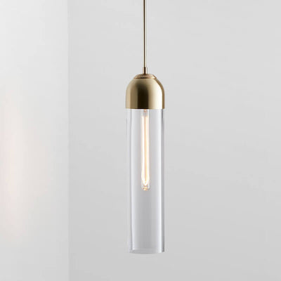 Minimalistische 1-flammige LED-Pendelleuchte aus röhrenförmigem Glas 