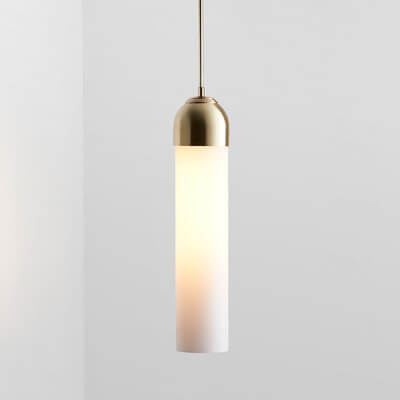 Minimalistische 1-flammige LED-Pendelleuchte aus röhrenförmigem Glas 