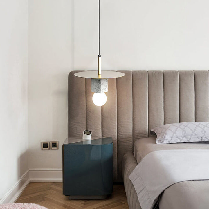 Moderne minimalistische Marmor-Quadrat 1-Licht Pendelleuchte 