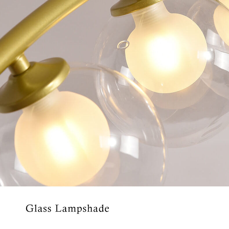 Modern Globe Glass 3-Light Semi-Flush Mount Lighting